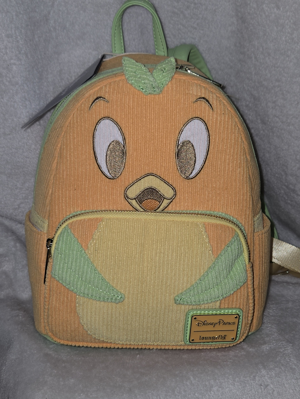 Loungefly Orange Bird Corduroy Mini Backpack - Orange/Green